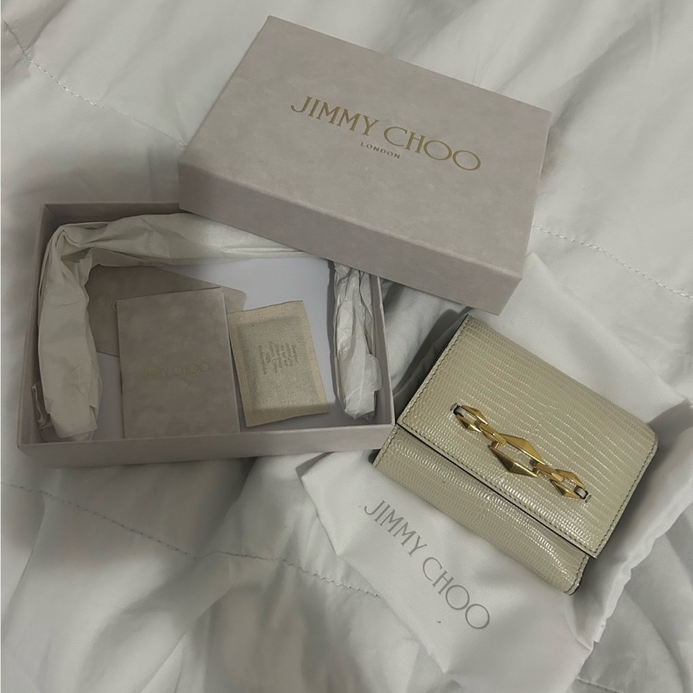 Jimmy Choo Cream Wallet with Gold Detail
